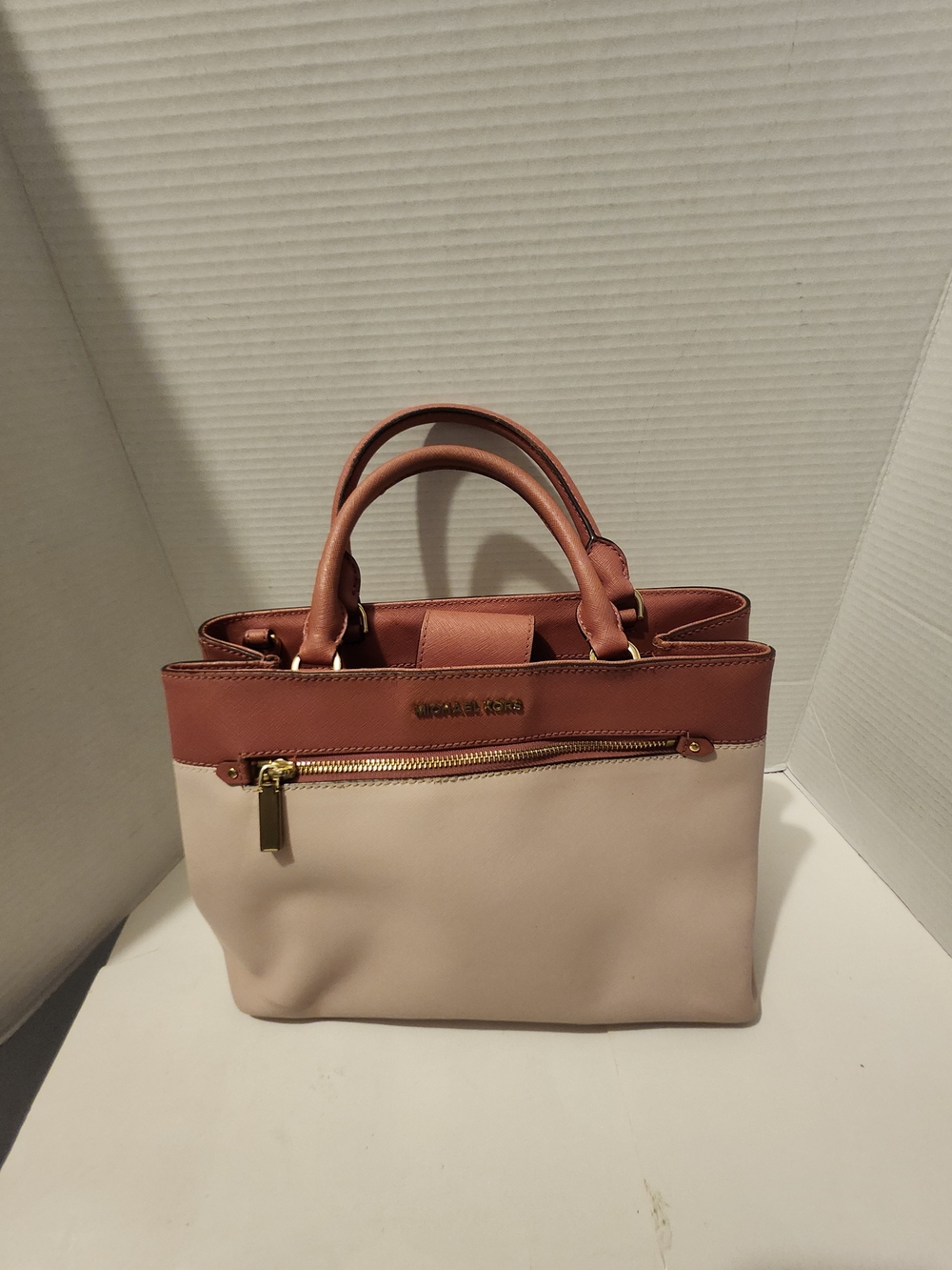 Michael Kors Blush Pink and Brown Top-Handle Satchel